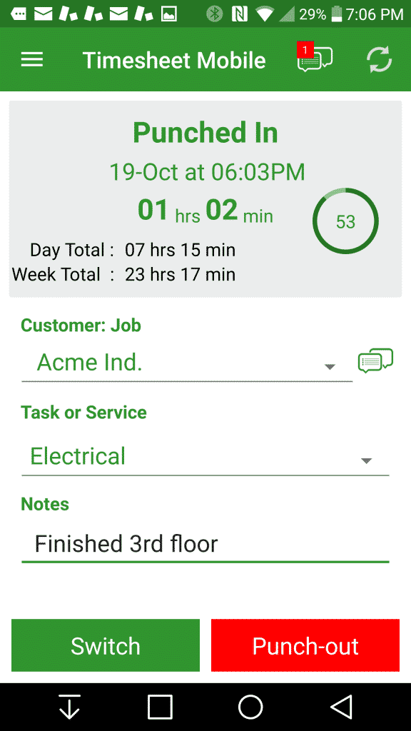 Mitarbeiter Arbeitszeittabelle App